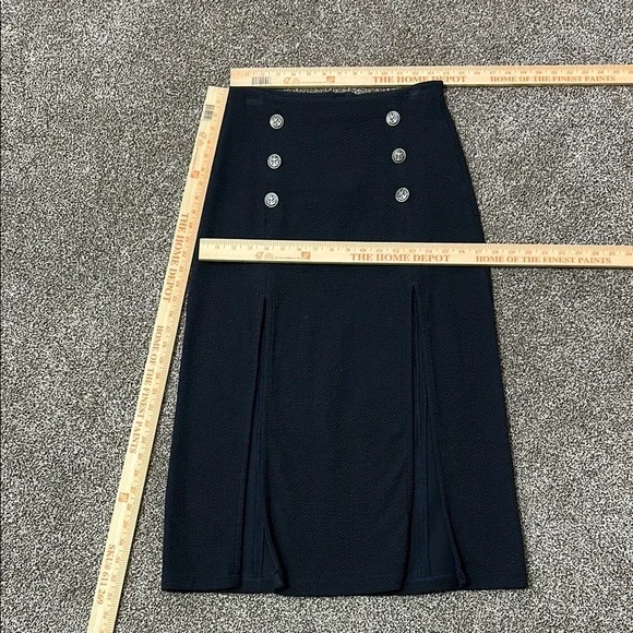 Maeve Dual Split Button Midi skirt size 4 Navy Blue dual slit - Picture 2 of 16
